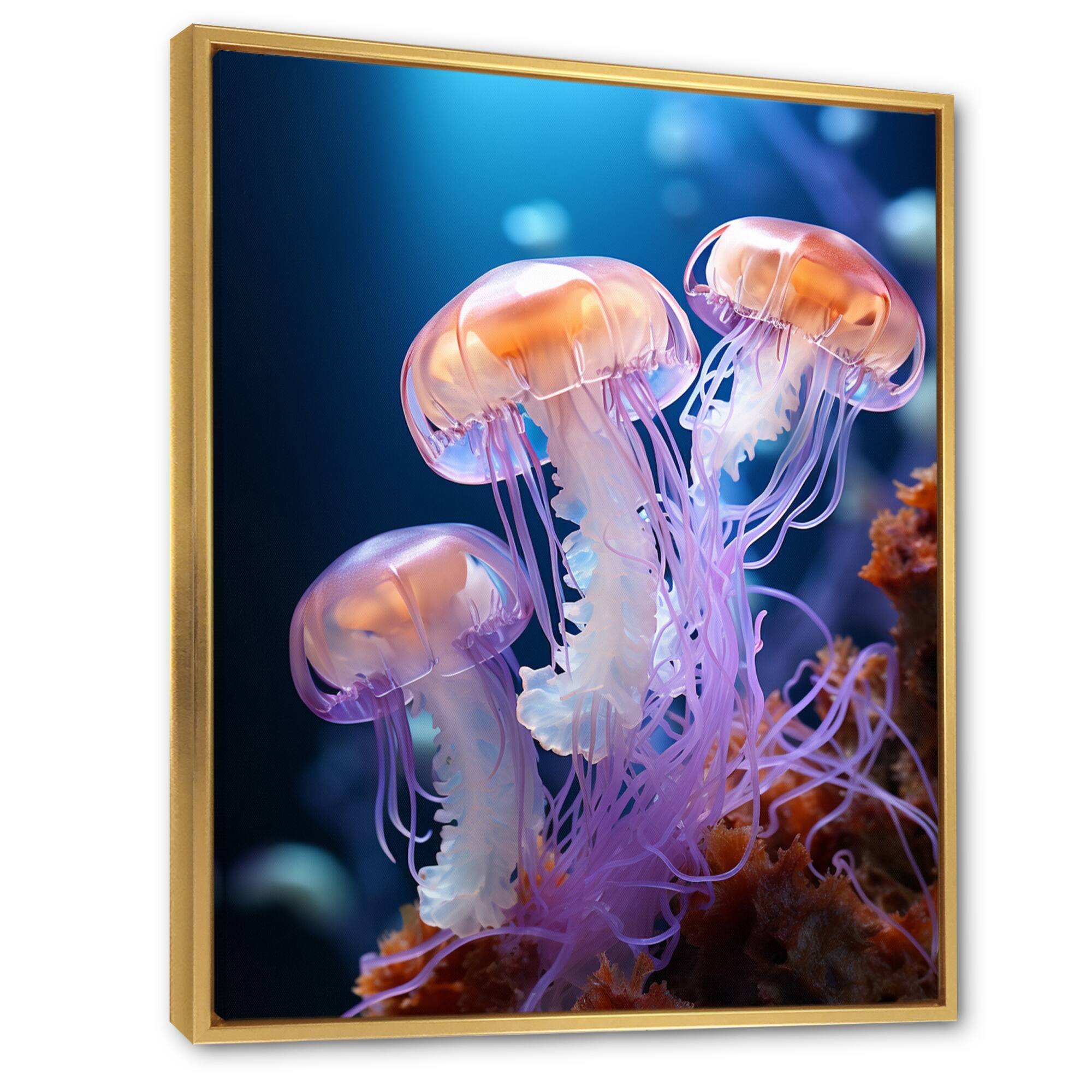 Designart "Ethereal Beauty Jellyfish I" Jellyfish Framed Wall Art